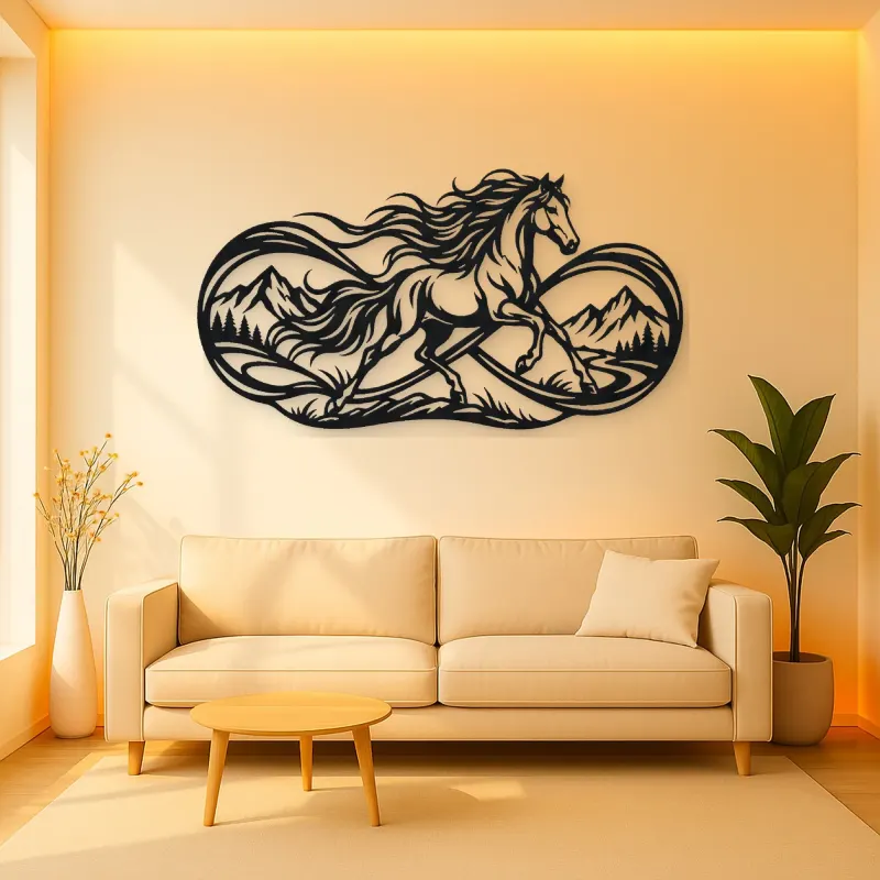 Infinite Horse Line Metal Wall Art | Equestrian Wall Decor
