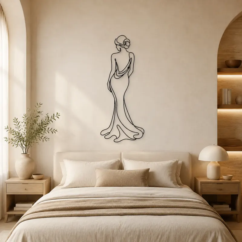 Turned Back Portrait Metal Wall Art | Feminine Figure Wall Decor - lifestyle view 2