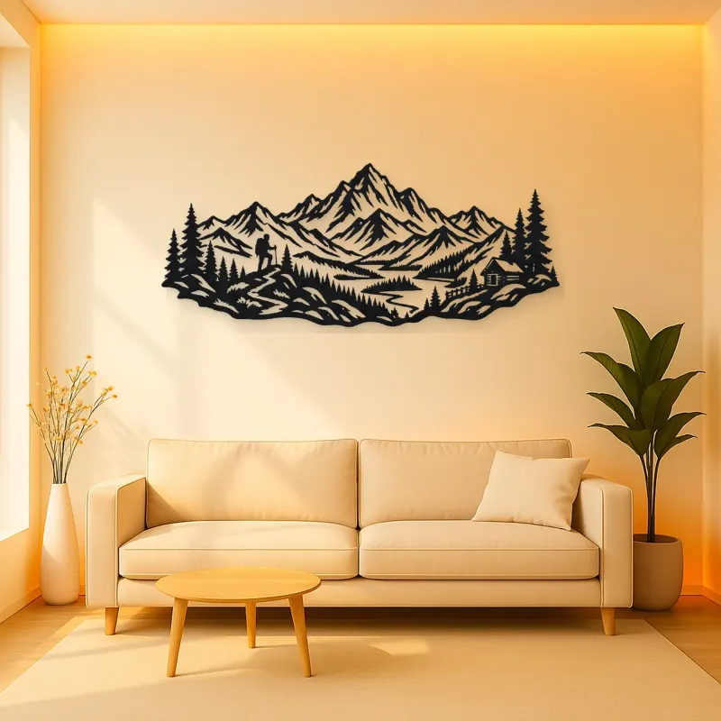 Wild Summit Trail Metal Wall Art | Nature Silhouette Decor