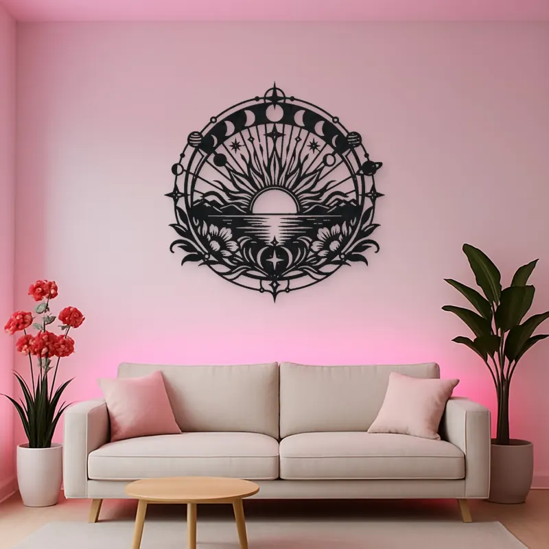 Sunrise Mandala Metal Wall Art | Spiritual Boho Metal Decor