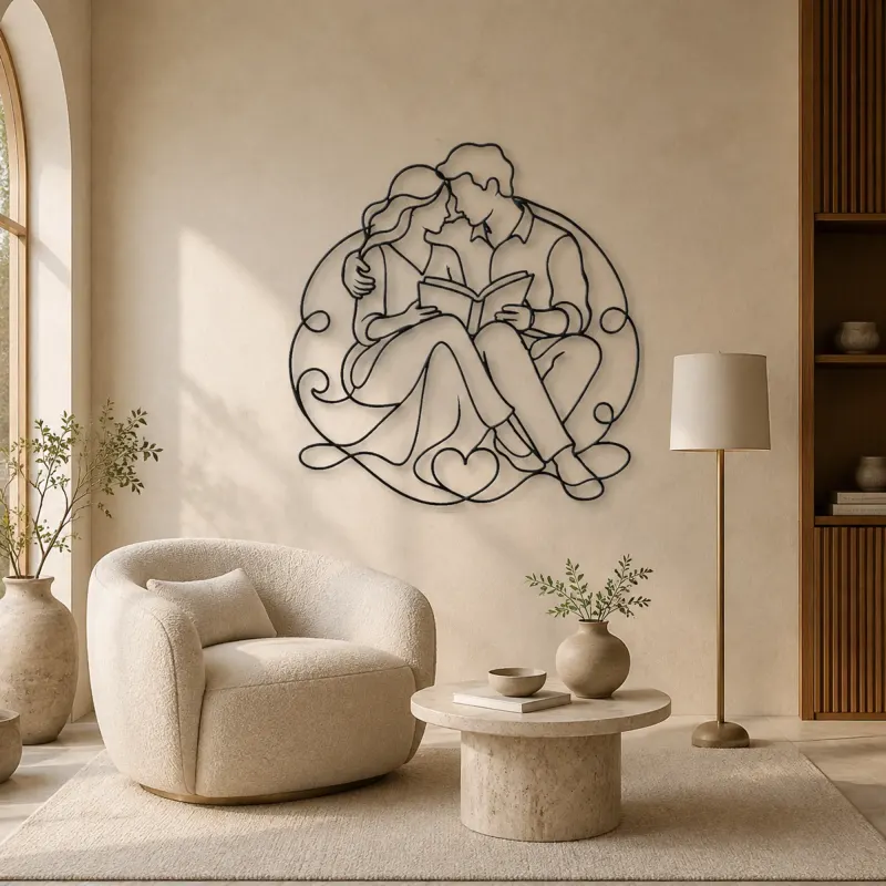 Shared Book Couple Metal Wall Art | Romantic Couple Decor - lifestyle view 5