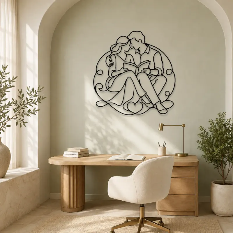 Shared Book Couple Metal Wall Art | Romantic Couple Decor - lifestyle view 4