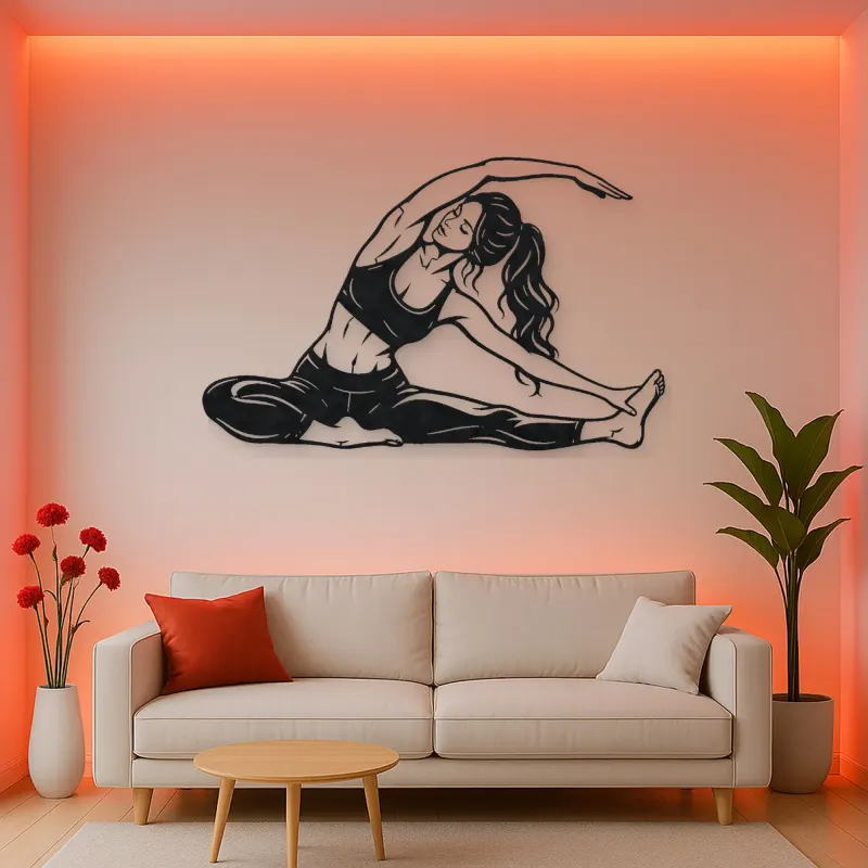 Seated Side Stretch Metal Wall Art | Movement Silhouette Decor