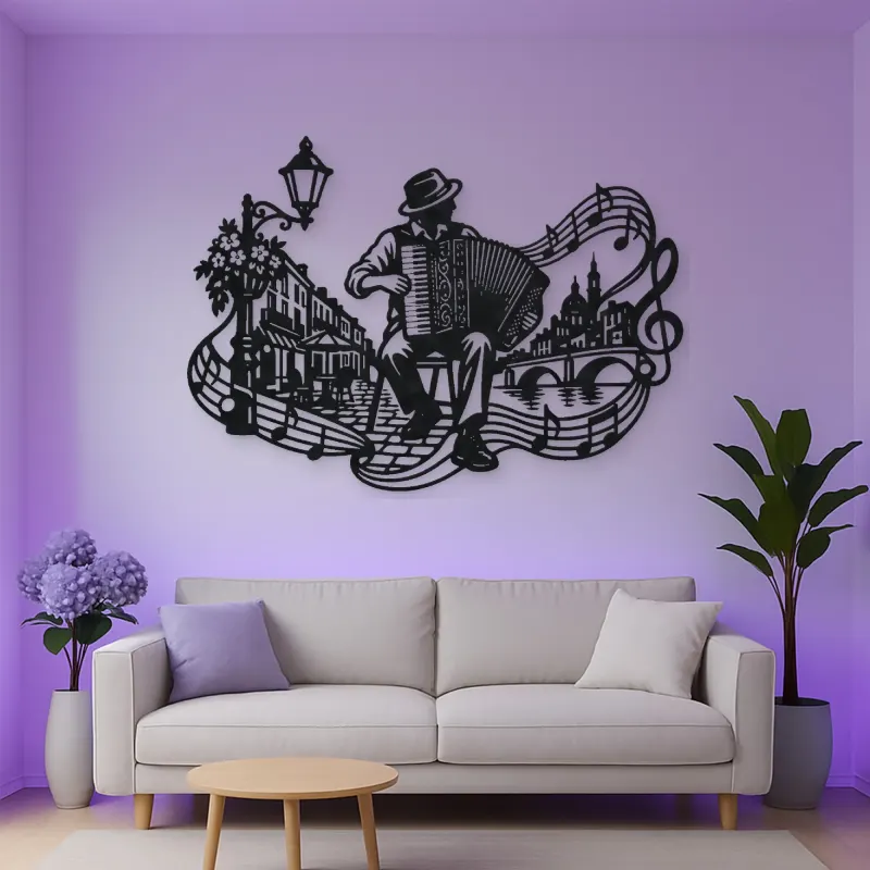 Accordion Street Music Metal Wall Art | Music Room Wall Decor