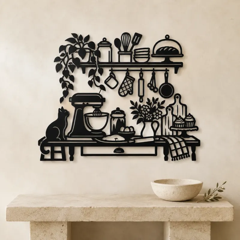 Baker Kitchen Line Metal Wall Art | Cozy Home Metal Decor - lifestyle view 3