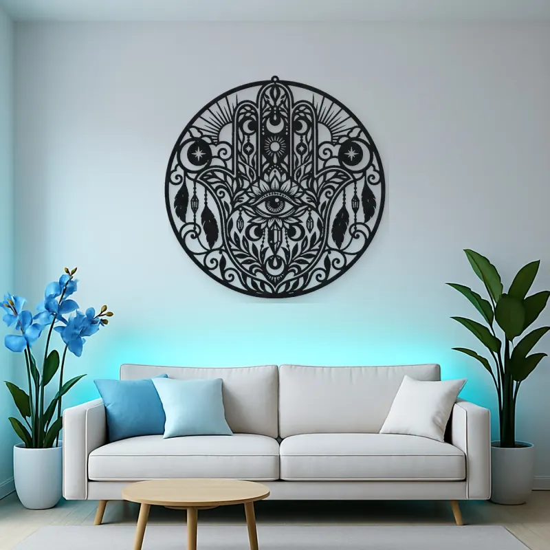 Celestial Hamsa Metal Wall Art | Spiritual Boho Metal Decor