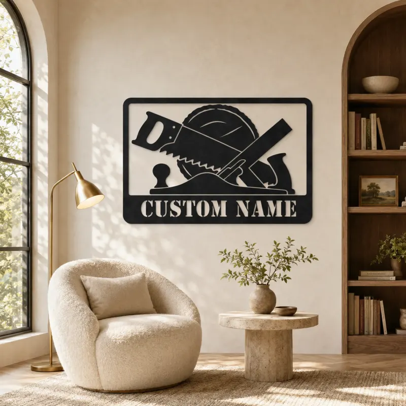 Personalized Woodworking Tools Metal Wall Art - lifestyle view 5