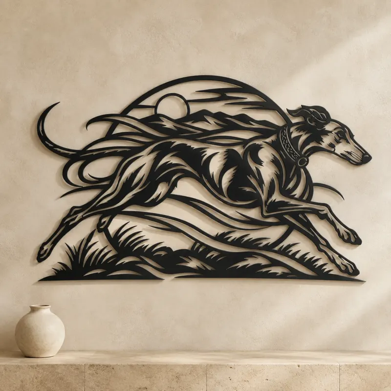 Greyhound Motion Metal Wall Art | Pet Lover Silhouette Decor - lifestyle view 3
