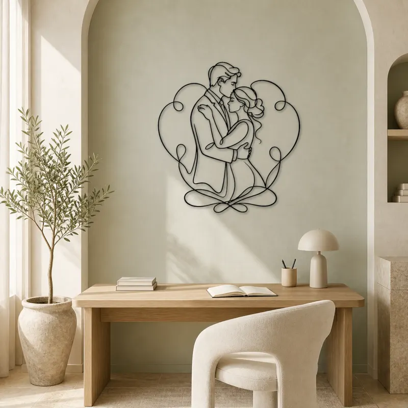 Forehead Kiss Couple Metal Wall Art | Romantic Couple Decor - lifestyle view 4