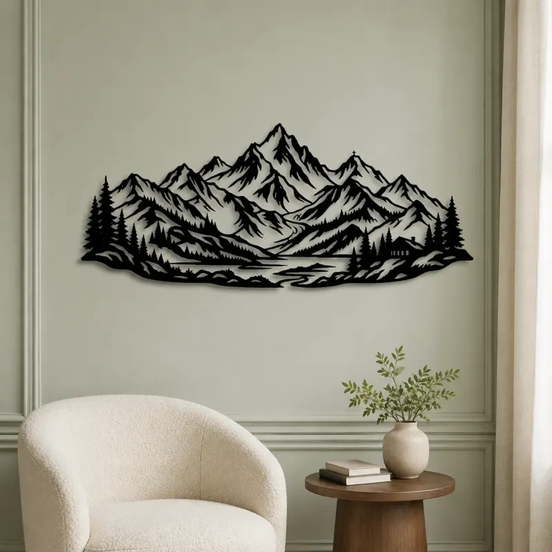 Alpine Crown Metal Wall Art | Nature Silhouette Decor - lifestyle view 2