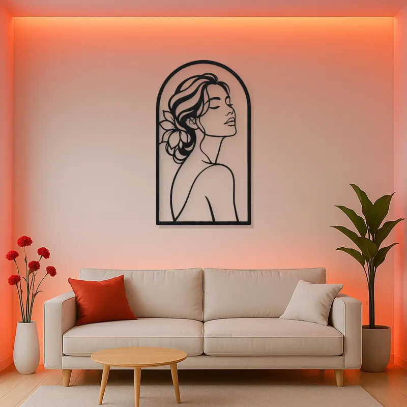 Beauty in Arch Metal Wall Art | Minimalist Woman Line Art