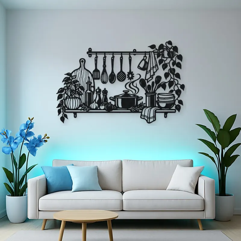 Chef Utensil Flow Metal Wall Art | Cozy Home Metal Decor