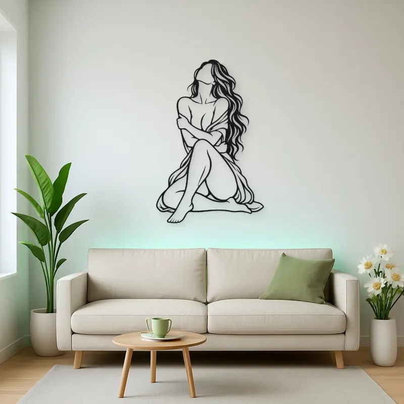 Quiet Self Love Metal Wall Art | Minimalist Woman Line Art