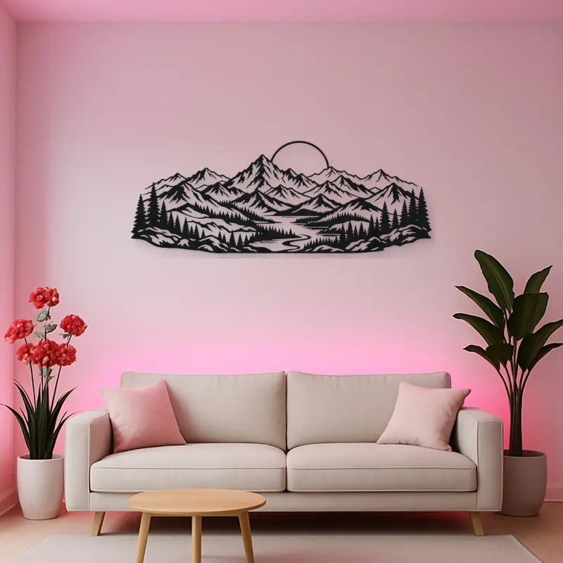 Endless Mountain Horizon Metal Wall Art | Nature Silhouette Decor