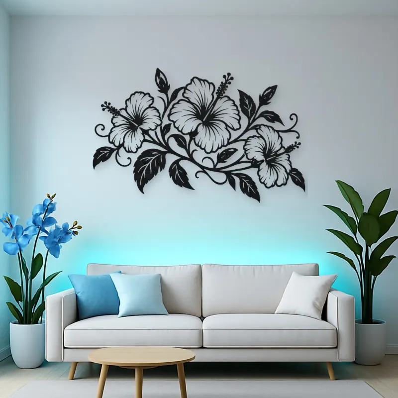 Hibiscus Flow Metal Wall Art | Botanical Metal Wall Decor