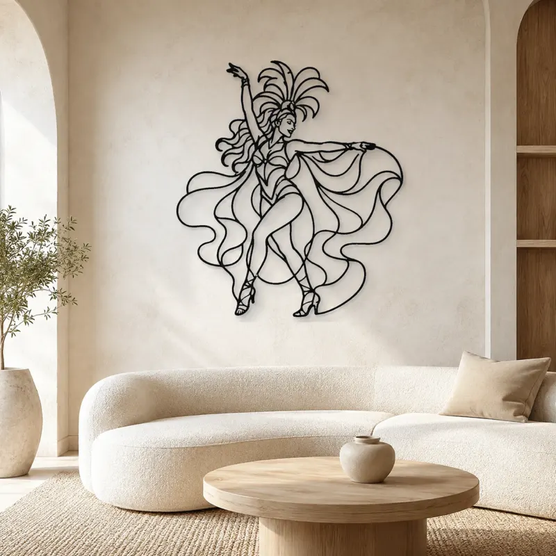 Samba Carnival Pose Metal Wall Art | Dance Silhouette Wall Decor - lifestyle view 3