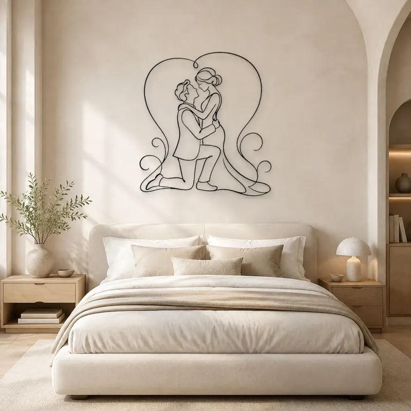 Proposal Kneel Pair Metal Wall Art | Romantic Couple Decor - lifestyle view 2