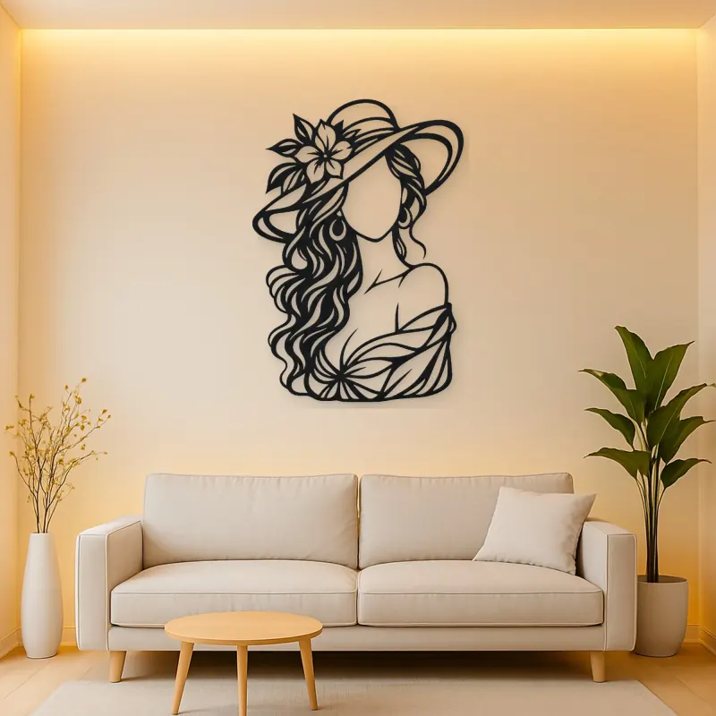Faceless Fashion Muse Metal Wall Art | Minimalist Woman Line Art