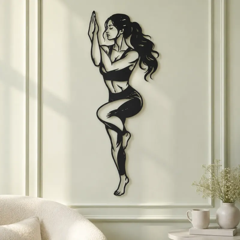 Eagle Pose Balance Metal Wall Art | Movement Silhouette Decor - lifestyle view 2