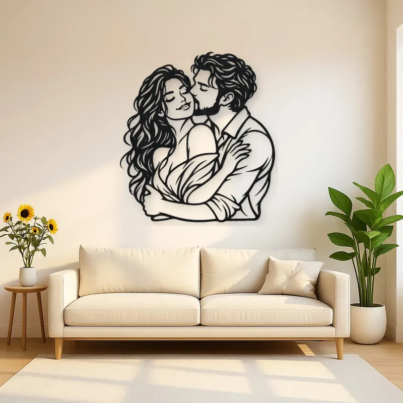 Cheek Kiss Metal Wall Art | Romantic Couple Decor