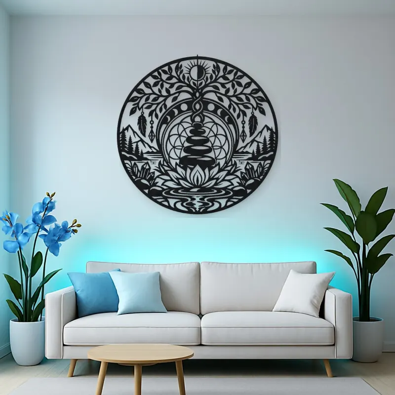 Balance Stone Circle Metal Wall Art | Modern Abstract Metal Decor