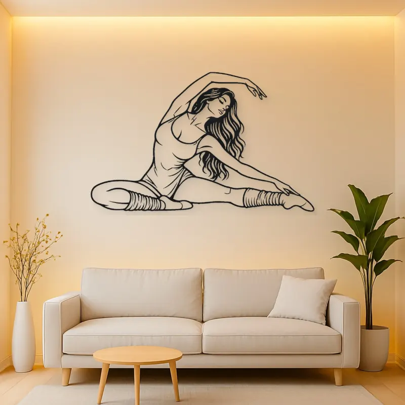 Floor Stretch Muse Metal Wall Art | Movement Silhouette Decor