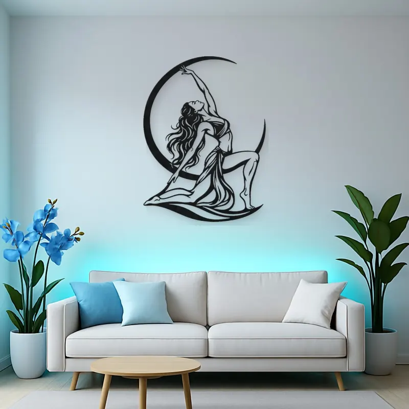 Moon Salutation Metal Wall Art | Movement Silhouette Decor