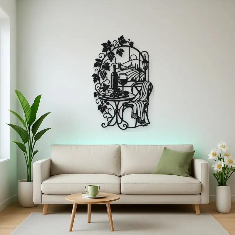 Wine Glass Vine Metal Wall Art | Botanical Metal Wall Decor