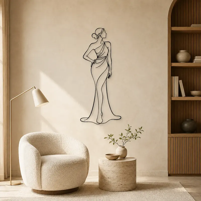 Timeless Feminine Line Metal Wall Art | Fashion Figure Wall Decor - lifestyle view 5