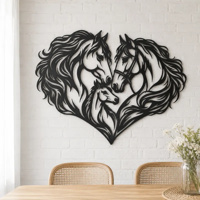 Horse Heart Profiles Metal Wall Art | Equestrian Wall Decor - lifestyle view 4