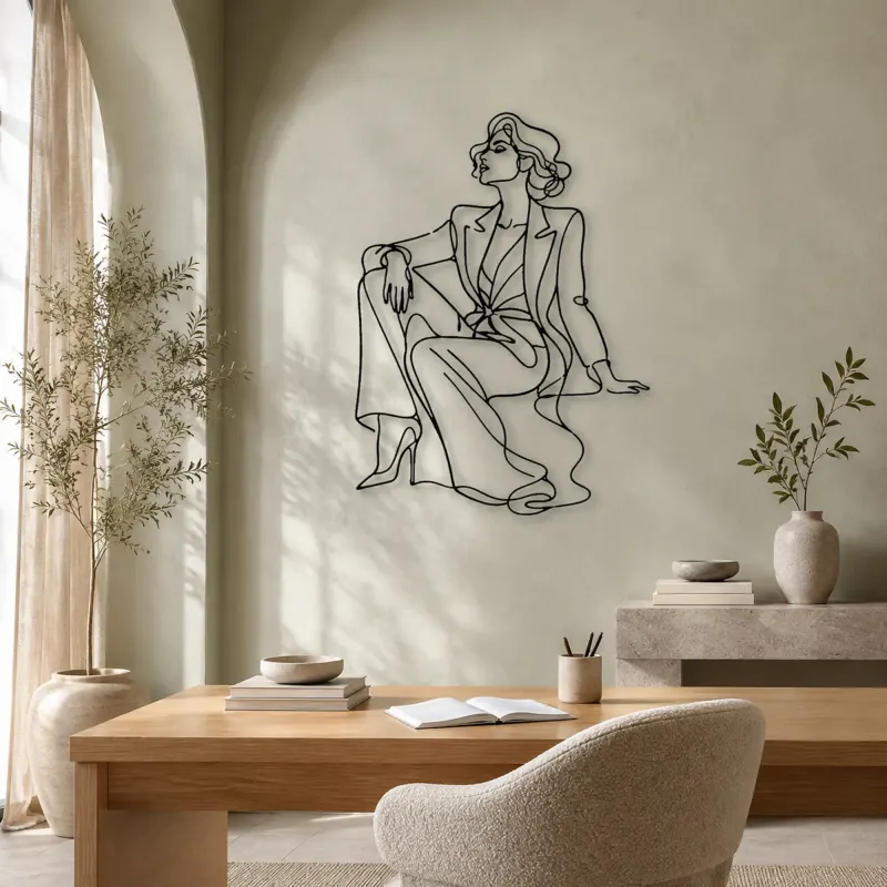 Seated Runway Muse Metal Wall Art | Fashion Figure Wall Decor - lifestyle view 4