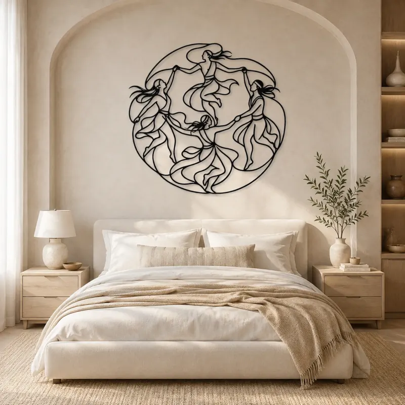 Tribal Dance Circle Metal Wall Art | Dance Silhouette Wall Decor - lifestyle view 2