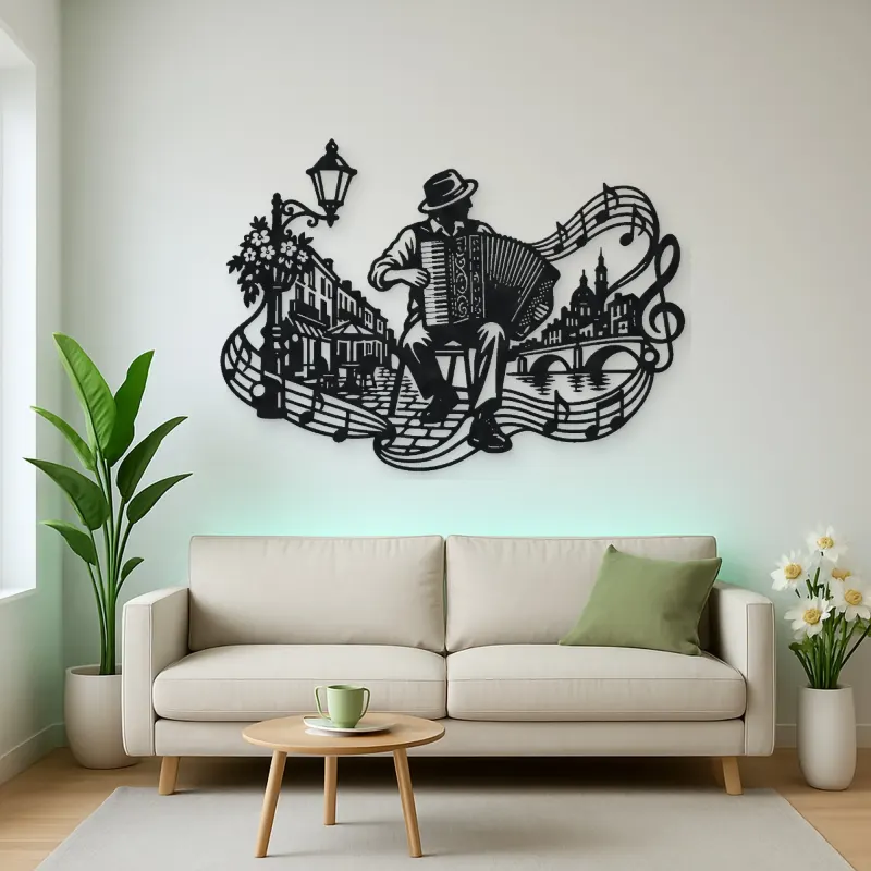 Accordion Street Music Metal Wall Art | Music Room Wall Decor
