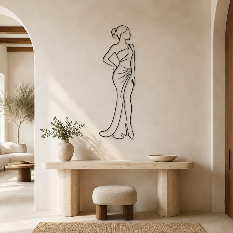 Side Profile Elegance Metal Wall Art | Fashion Figure Wall Decor - lifestyle view 3
