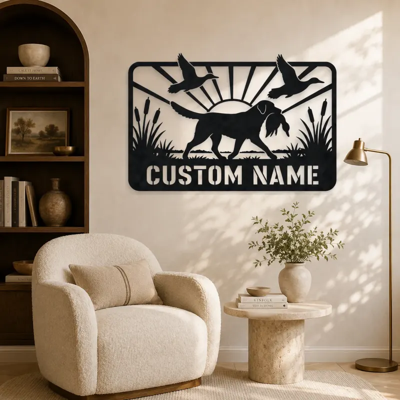 Personalized Retriever Duck Hunting Metal Wall Art - lifestyle view 5