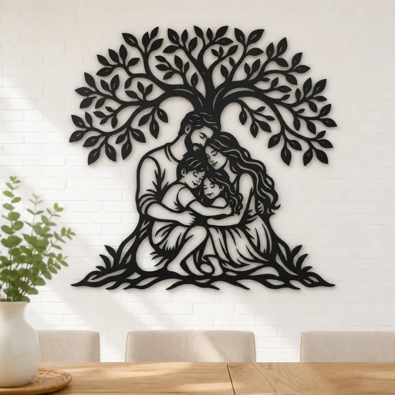 Family Tree Embrace Metal Wall Art | Family Silhouette Decor - lifestyle view 4