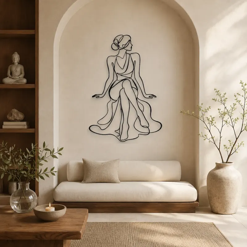 Crossed Legs Muse Metal Wall Art | Feminine Figure Wall Decor - lifestyle view 2