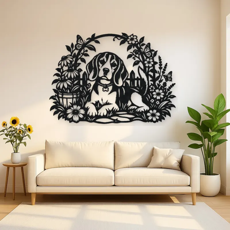 Beagle Garden Metal Wall Art | Pet Lover Silhouette Decor