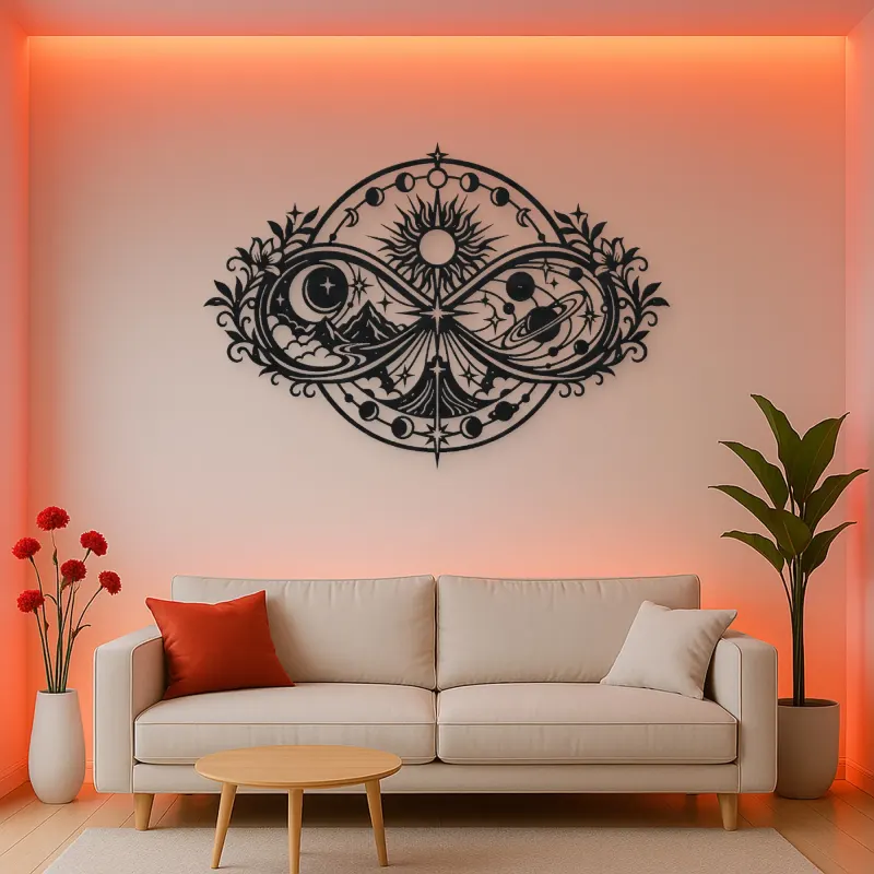 Infinite Celestial Loop Metal Wall Art | Celestial Boho Wall Decor