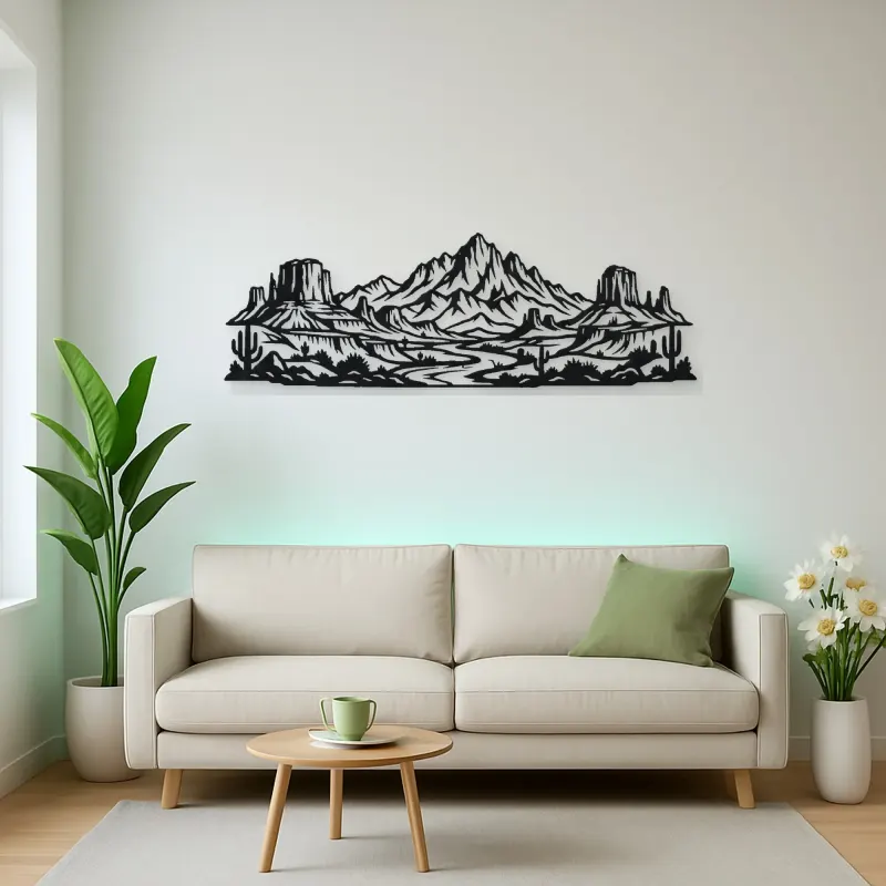 Desert Mesa Range Metal Wall Art | Nature Silhouette Decor