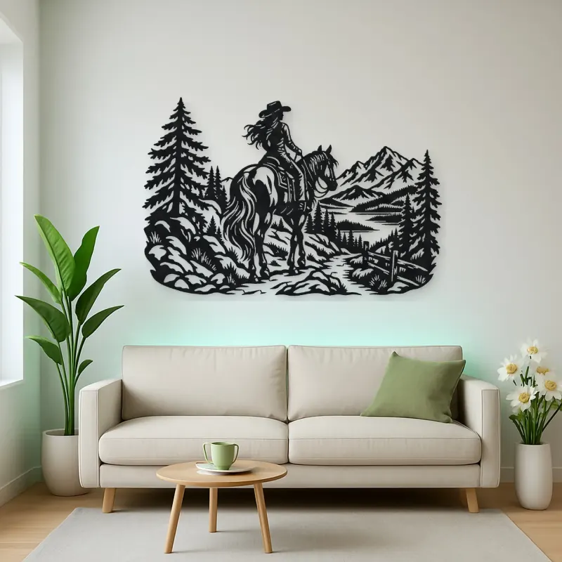Rider on Trail Metal Wall Art | Equestrian Wall Decor