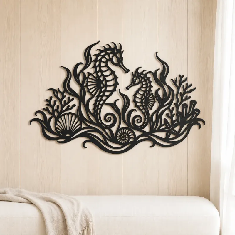 Seahorse Garden Metal Wall Art | Coastal and Nautical Wall Decor - lifestyle view 5