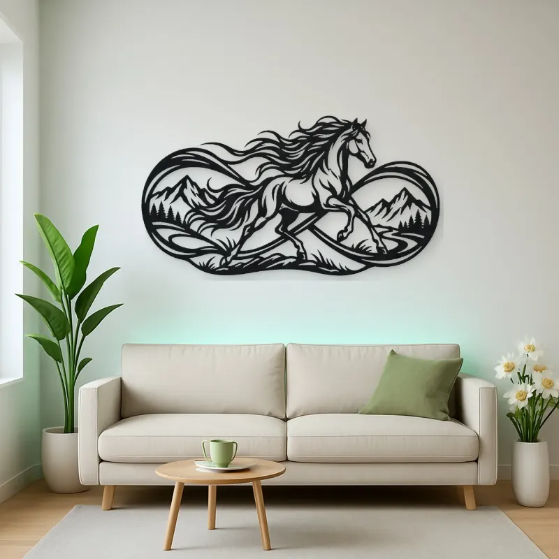 Infinite Horse Line Metal Wall Art | Equestrian Wall Decor
