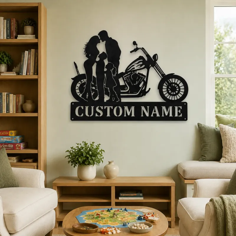 Personalized Chopper Family of Four Metal Wall Art - lifestyle view 4