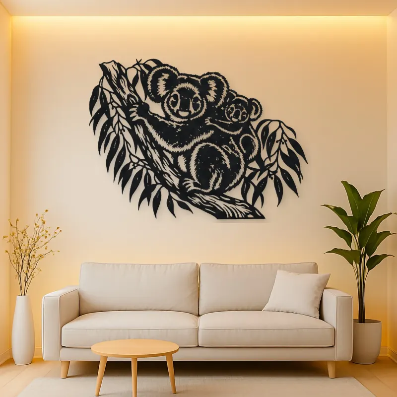 Koala Eucalyptus Metal Wall Art | Wildlife Silhouette Decor