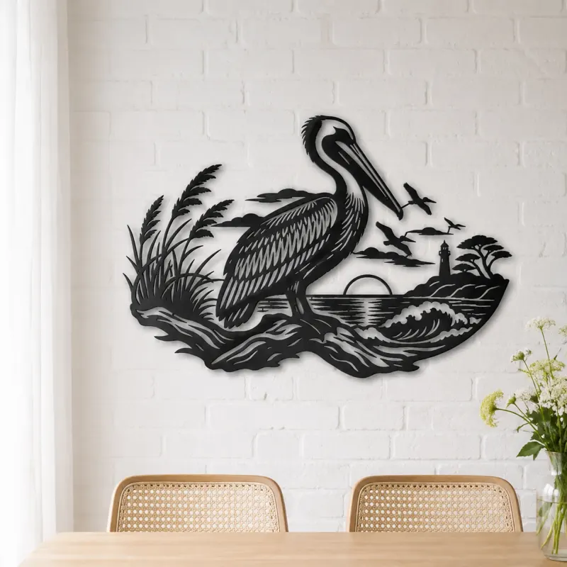 Pelican Coastline Metal Wall Art | Coastal and Nautical Wall Decor - lifestyle view 4