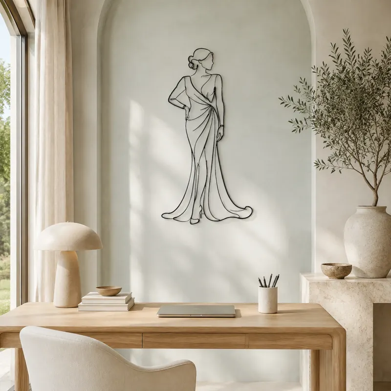 Floor Length Gown Muse Metal Wall Art | Fashion Figure Wall Decor - lifestyle view 4