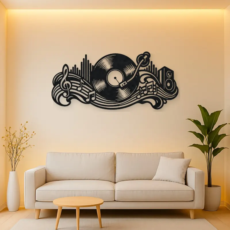 Vinyl Record Wave Metal Wall Art | Music Room Wall Decor