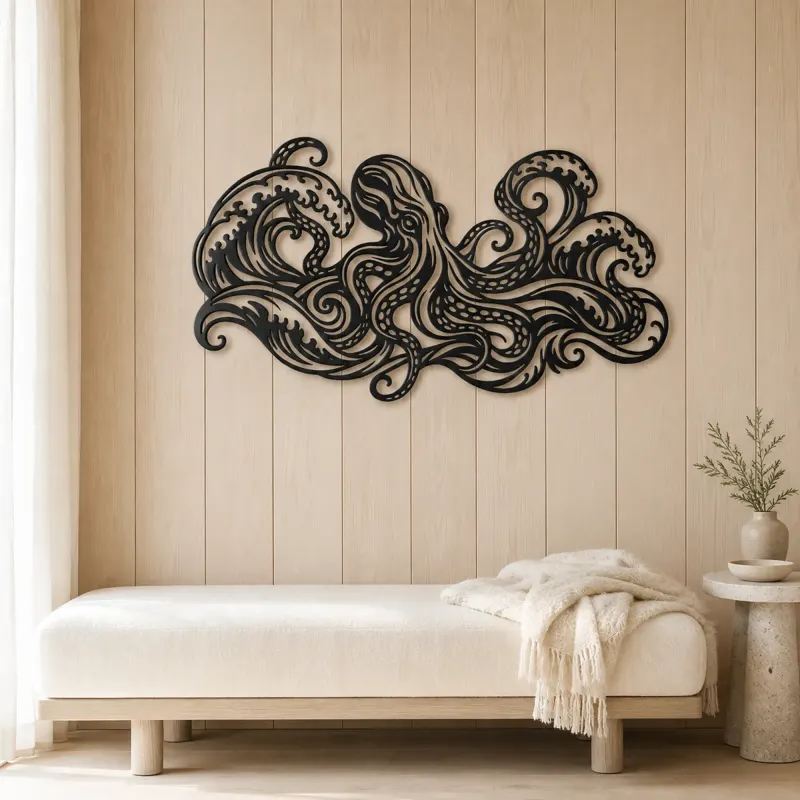 Octopus Flow Metal Wall Art | Coastal and Nautical Wall Decor - lifestyle view 5