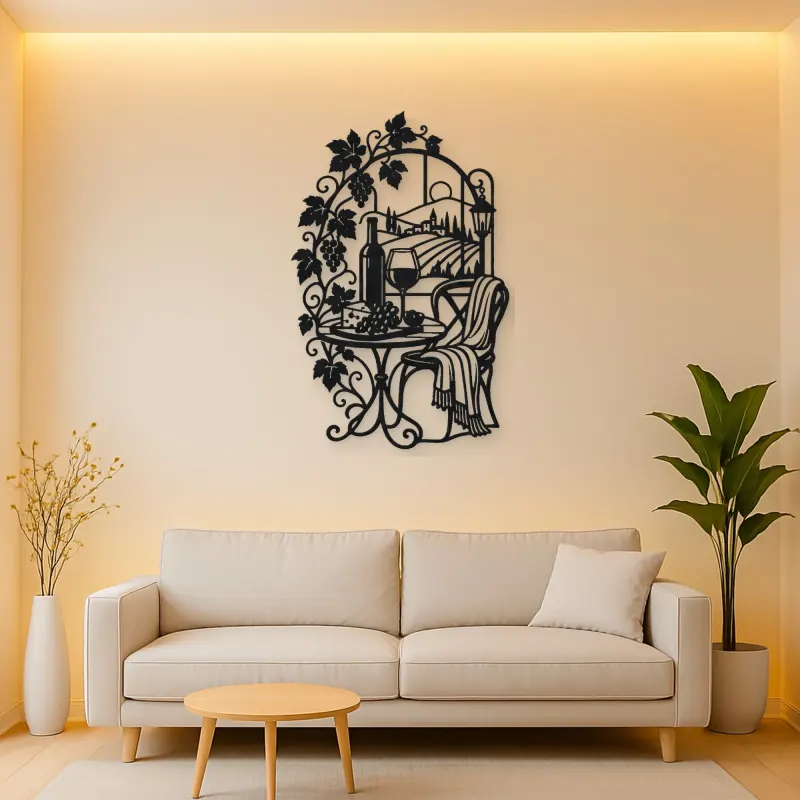 Wine Glass Vine Metal Wall Art | Botanical Metal Wall Decor